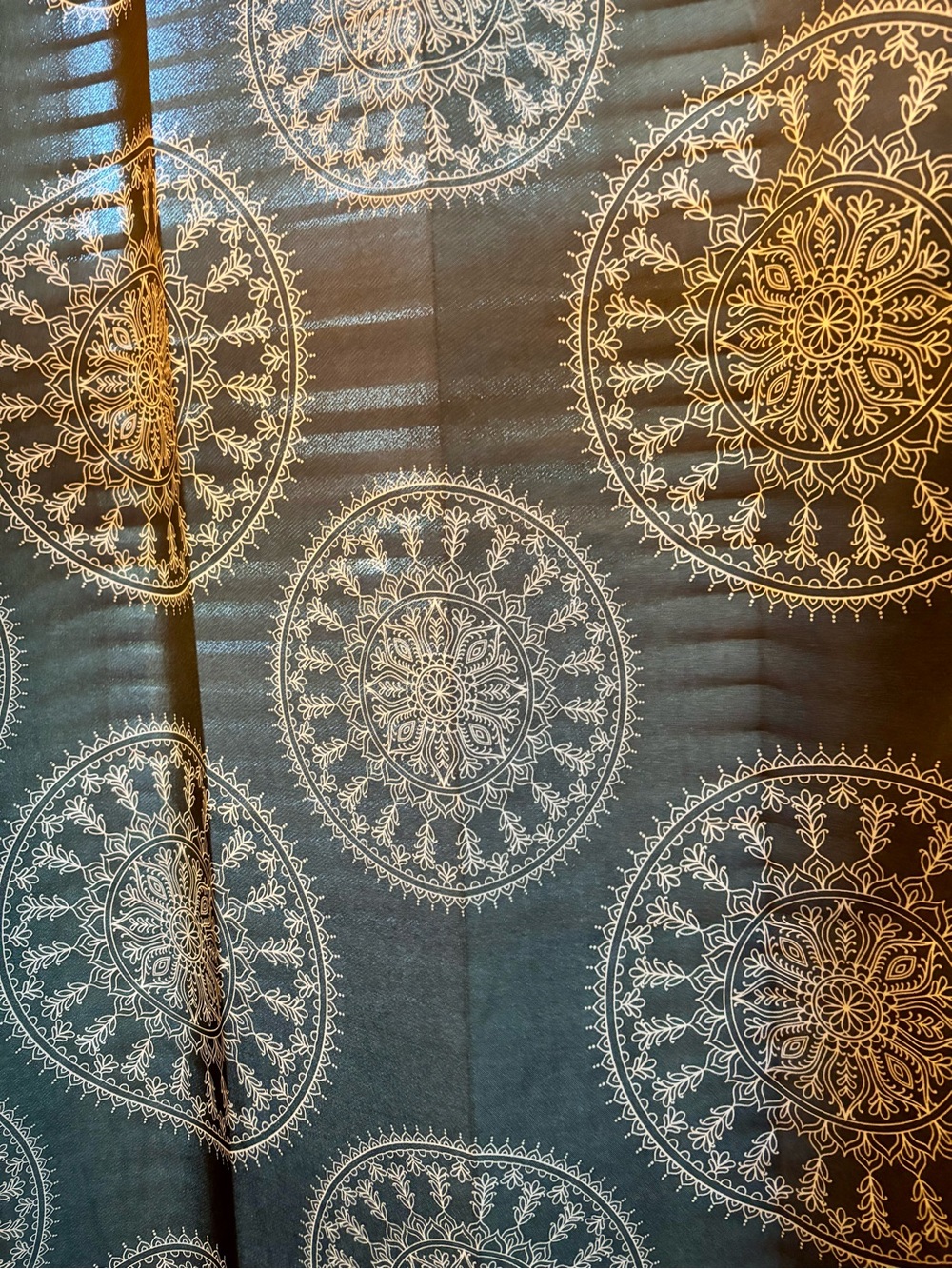 Black Medallion Pattern and Sheer Panel Curtain Sets - Picture 2 of 4